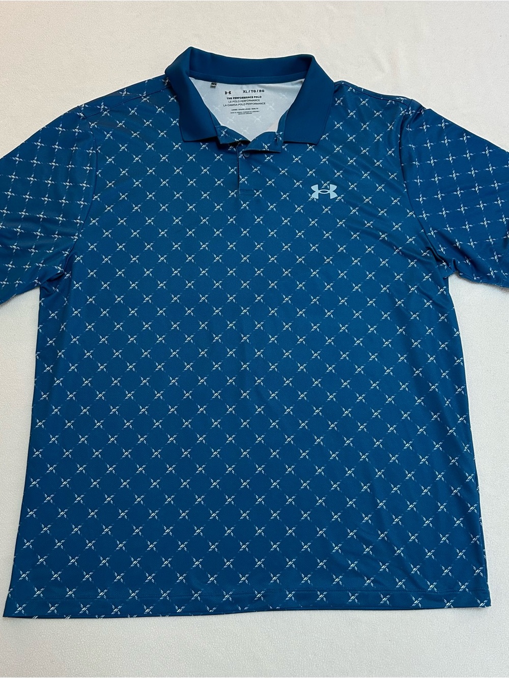 Under Armour Men's Teal Blue Printed Performance Polo
